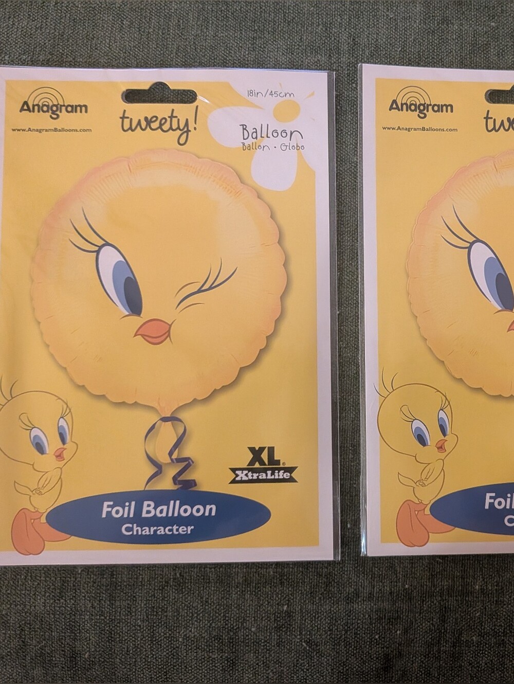 Anagram Tweety Looney Tunes Round Foil Balloon Yellow Party Decorative, 2pc